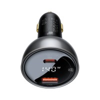 Baseus Διπλός γρήγορος φορτιστής αυτοκινήτου U+C 140W PD3.1 + Καλώδιο Type-C σε Type-C 240W από το COPTERS.GR